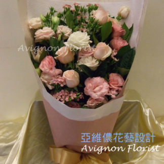 粉紅色玫瑰花桔梗花束 亞維儂花藝設計 台北
