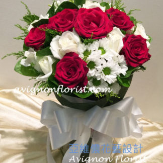Red and white rose bouquet