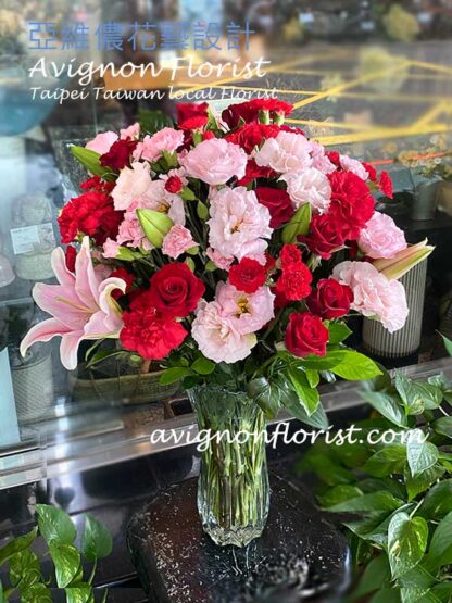 Roses, Carnations, and Lilies in a vase