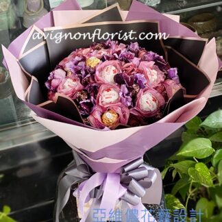 Bouquet of Ferrero Rocher chocolates.