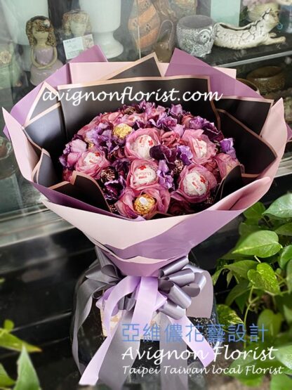 Bouquet of Ferrero Rocher chocolates.