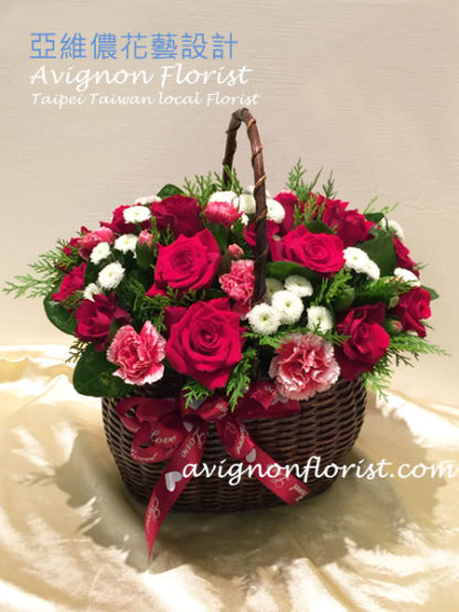 Basket of red flowers